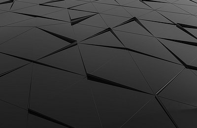 Abstraktes Hintergrundbild mit schwarzen geometrischen Dreiecken und Polygonen in 3D-Optik